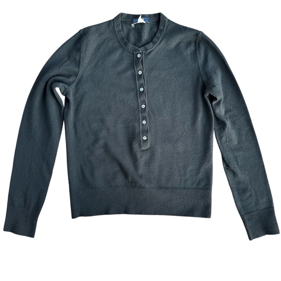 J. Crew Merino Wool Blend Henley Sweater Button Long Sleeve Black Small Women’s - Picture 1 of 7